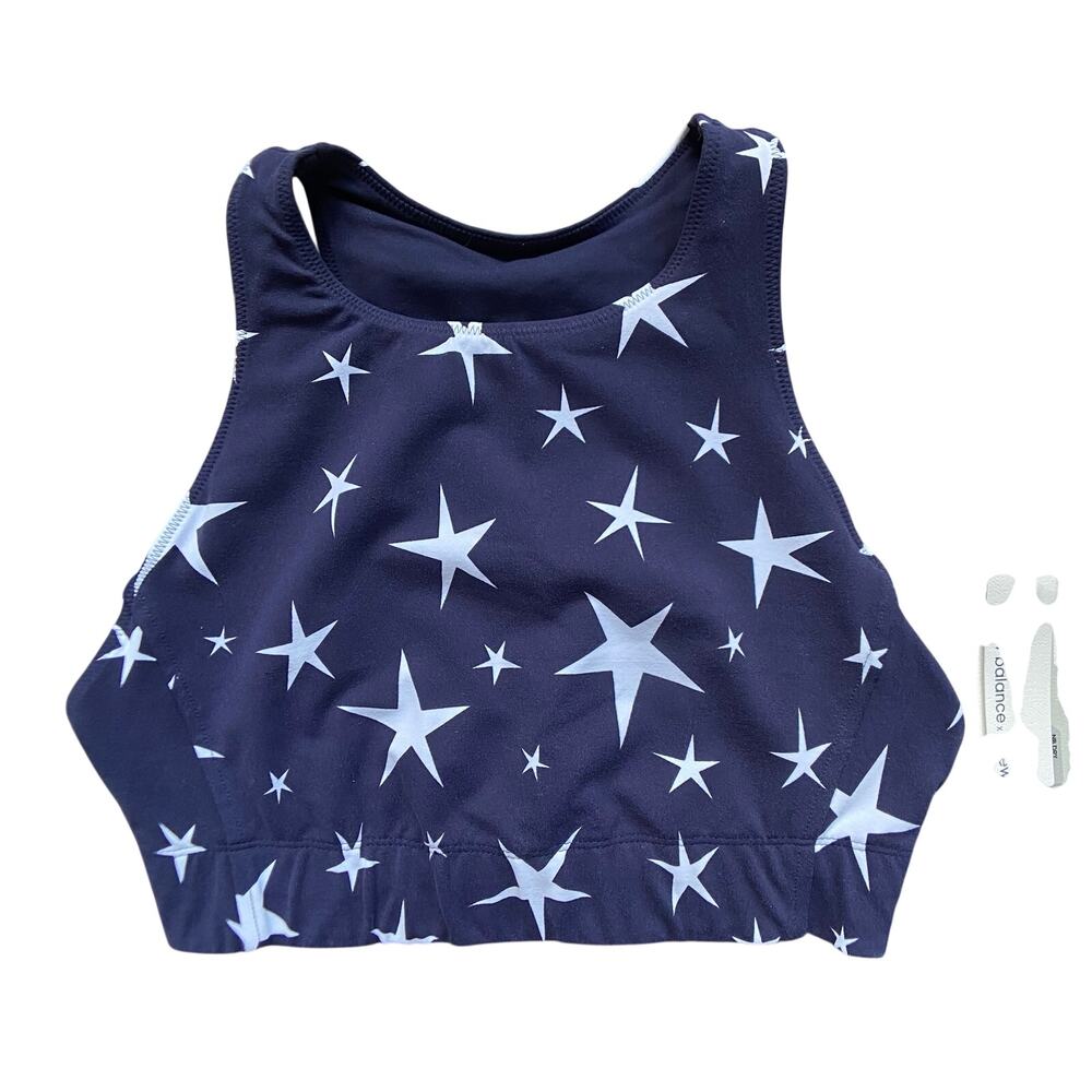 New Balance x J. Crew Crop Top Sz L Blue Stars NWT